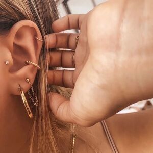 18k Gold Plated *Beads Set* Cuff Earrings